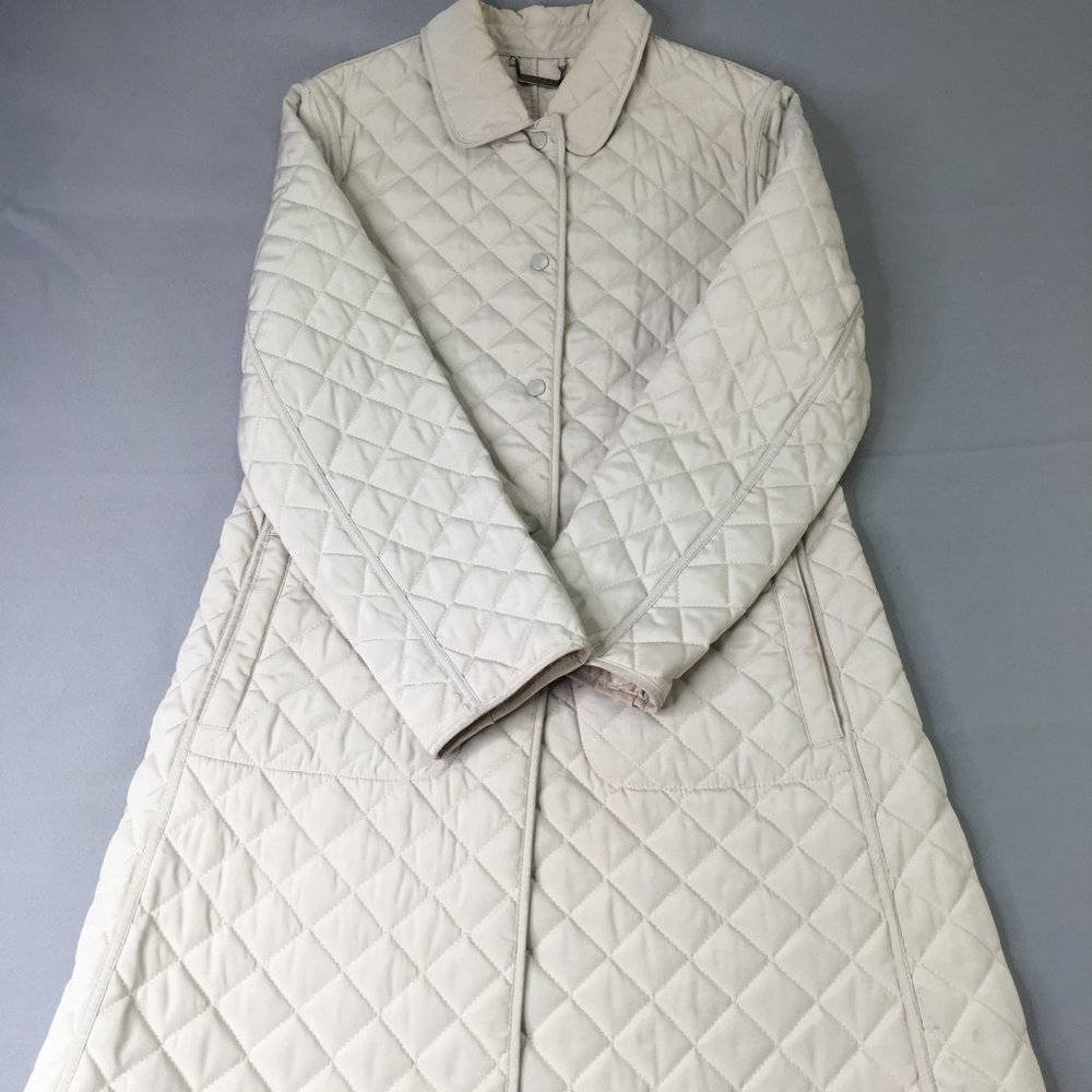 London Fog Cream Quilted Pea Coat